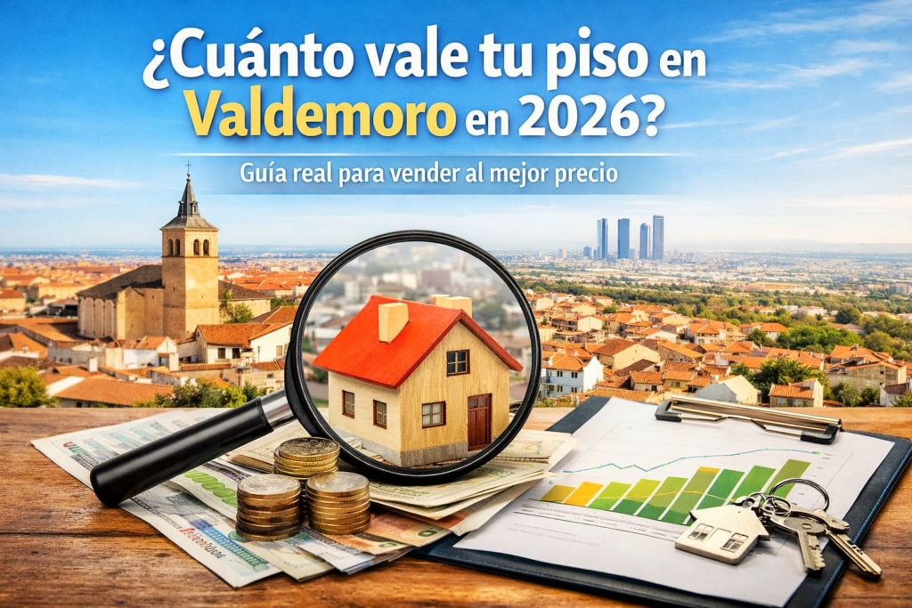 Infografía sobre cuánto vale un piso en Valdemoro con gráfico de precios al alza